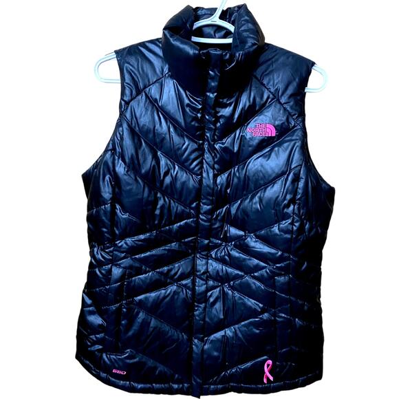 The North Face Women's Vest Black Size M Breast Cancer Awareness Puffer Cozy - Picture 1 of 13